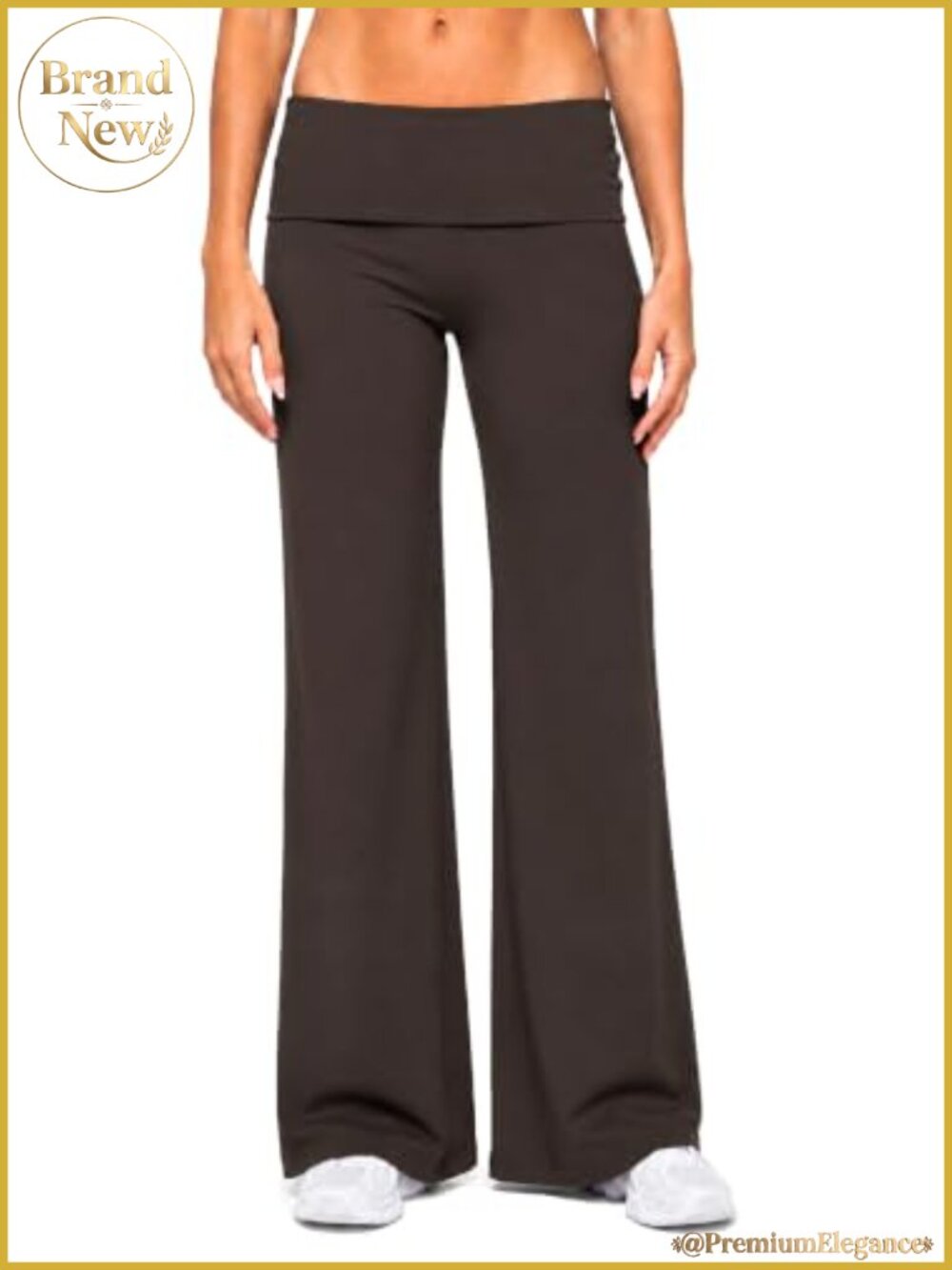 Wide Leg Fold Over Waistband Yoga Pants Straight Leg Stretch Lounge